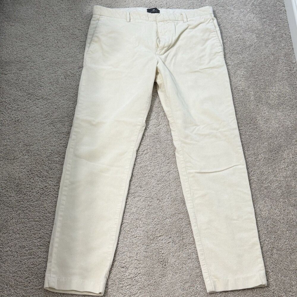 H & M Men’s Slim Fit Corduroy Pants | 34 | Cream Colored | Good Condition